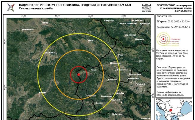 Земетресение край Трън