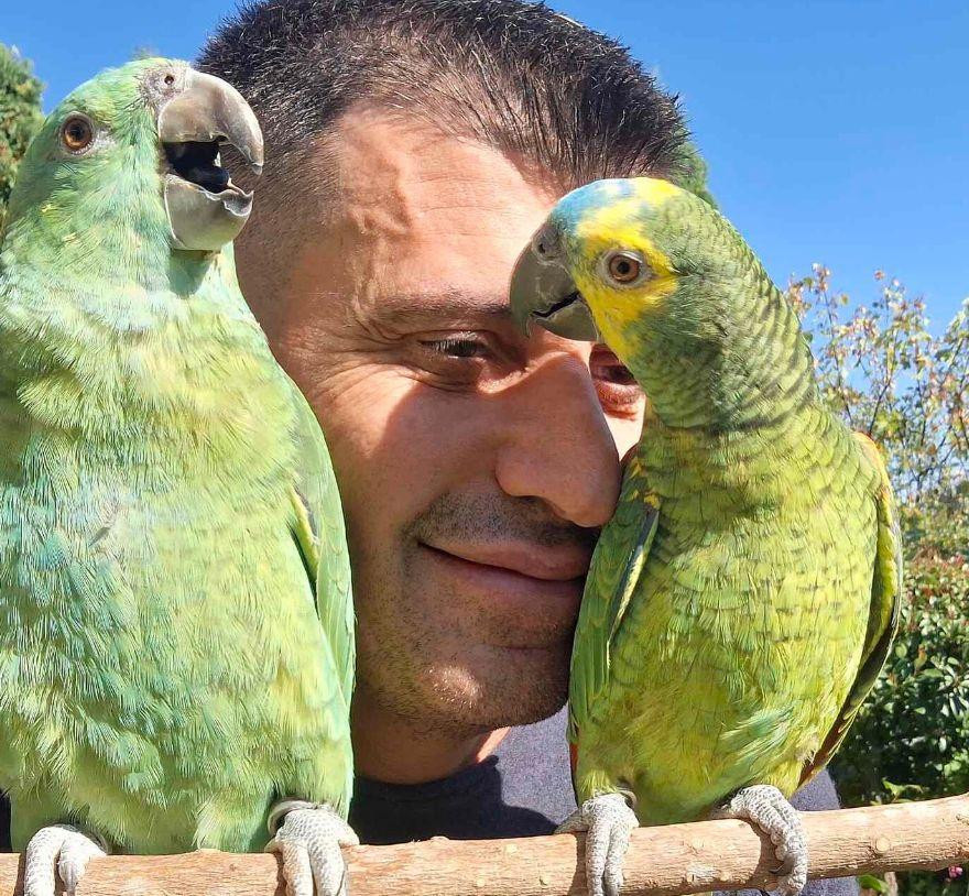 Папагалите Тиамо и Аморе владеят сърцето на Жоро Игнатов