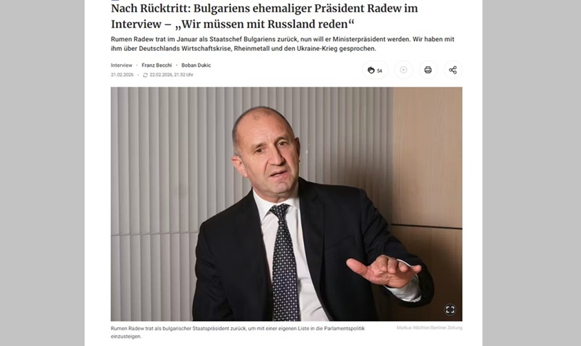 Румен Радев за Berliner Zeitung: Аз съм човек на дълга, цял живот служа на България! (ИНТЕРВЮ)
